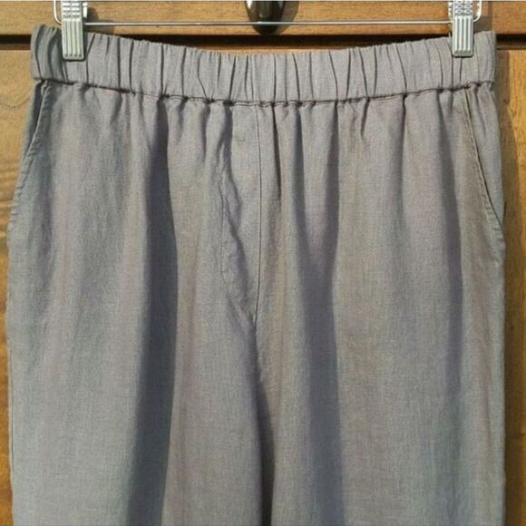 Manufacture De Lin 100% Linen Pants Pullon Cropped Minimalist Quiet Luxury - Picture 4 of 9